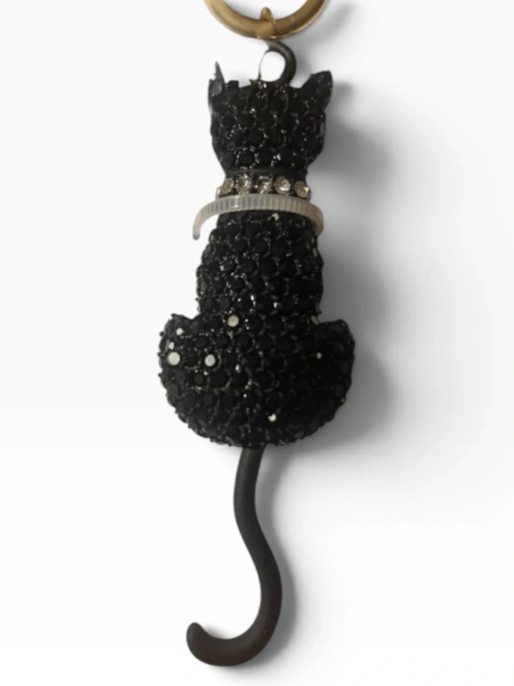 True to Form Rhinestone Black Kitty Cat Key Chain Bag Charm